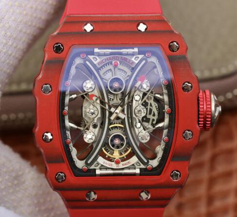 Richard Mille RM53-01 TPT carbon fiber red rubber replica mens watches